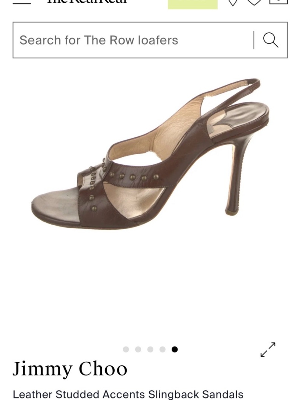 Jimmy Choo Dark Brown Leather Studded Slingback Heels